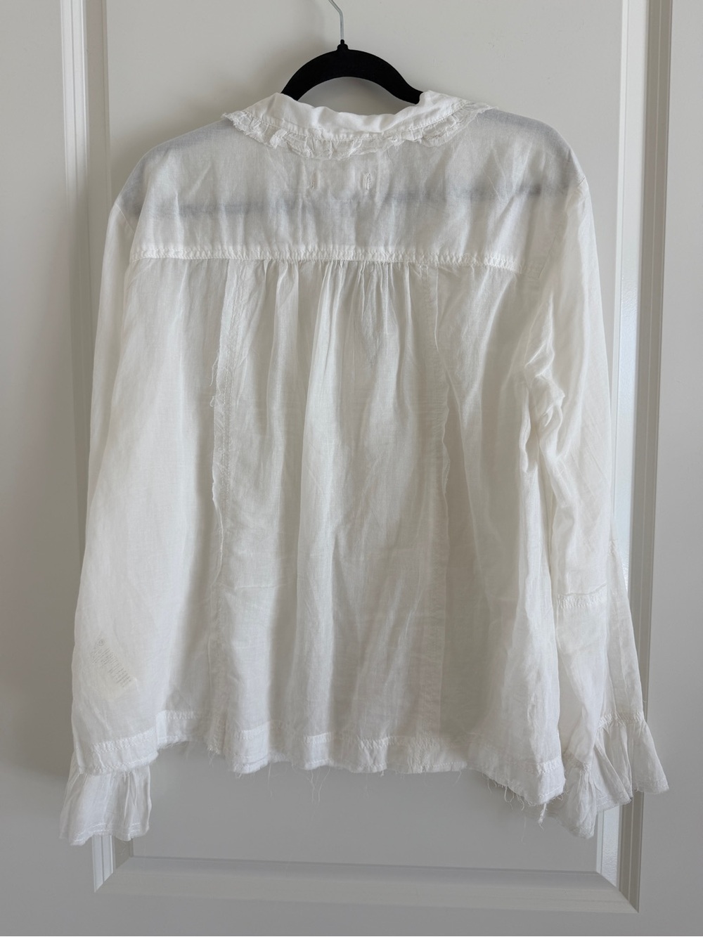 Free People White Ruffled Button-Front Blouse - Picture 2 of 3